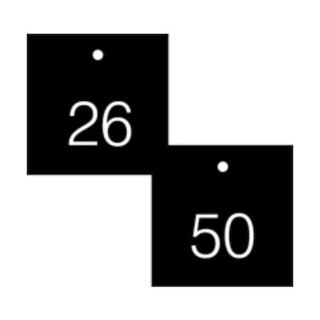 Accuform Engraved Numbered Tags, Adhesive Dura-Poly, 0.025 in H x 3 in W, 25 PK TDG371BK